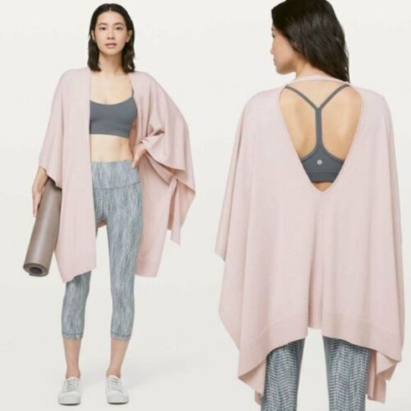 lululemon athletica Tops - Lululemon Free to Coast Wrap Poncho Shawl Cardigan Pink Bliss OS One Size H11495